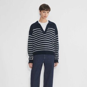 Aritzia Wilfred Clara Merino Wool Navy Blue Striped Sweater Size XXS